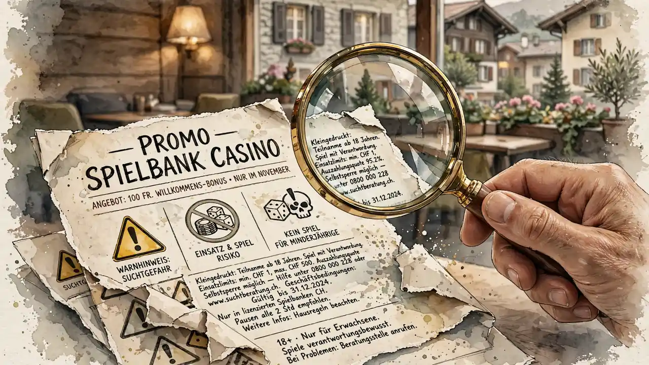 Warnhinweis zu Casino‑Bonus auf Flyer